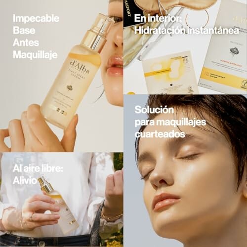 Productos de belleza d'Alba para maquillaje y cuidado de la piel.