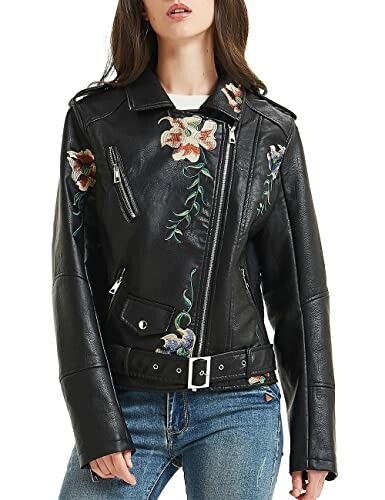 Giolshon Chaqueta de Cuero Sintético