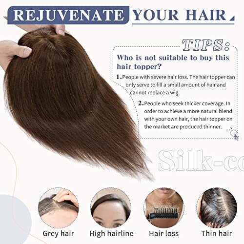 Consejos para elegir un topper de cabello, no apto para pérdida severa de cabello.