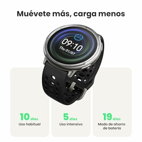 Reloj inteligente con larga duración de batería.